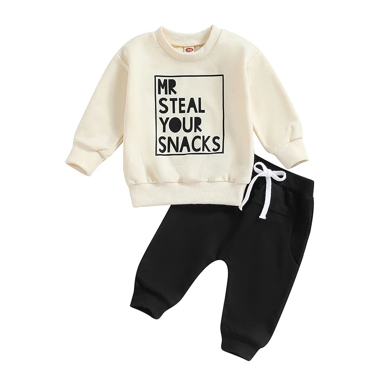 2PCS Toddler Boys Clothes Sets Long Sleeve Letter Print Sweatshirt Tops and Drawstring Pants Spring Fall lSets CB DROPSHIPPING