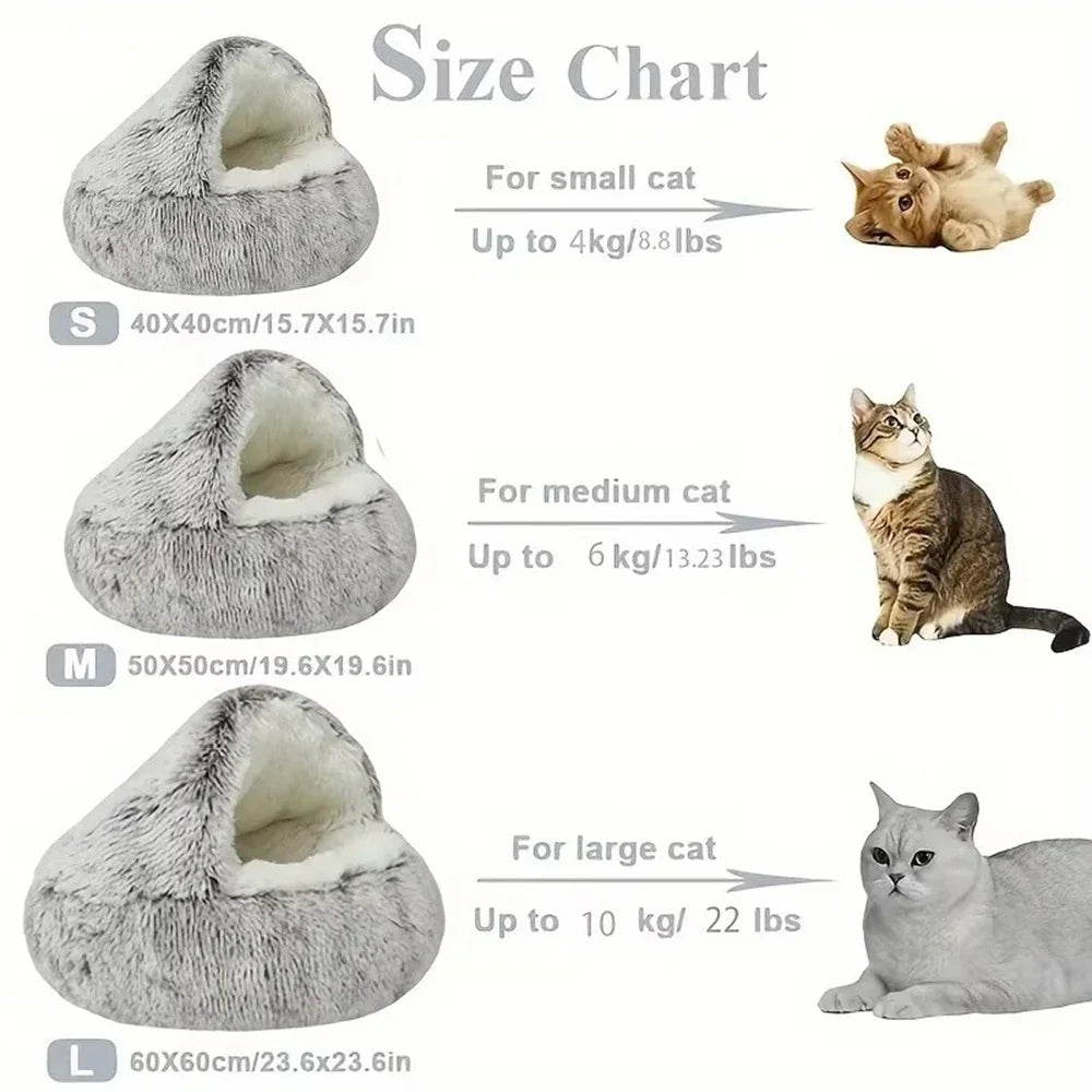 Winter Plush Pet Cat Bed Round Cat Cushion Cat House 2 In 1 Warm Cats Basket Pet Sleep Bag Kitten Nest Kennel for Small Dog Cats CB DROPSHIPPING