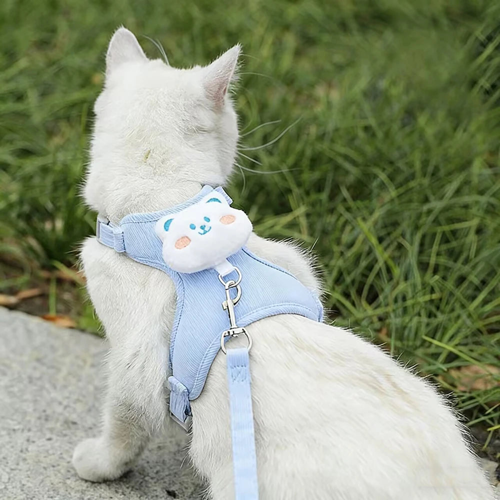Cat Harness Leash Sets Adjustable Dog Harness for Small Dog Leash Breashable Cartoon Pet Harness Out Walking Dog Cat Accessories