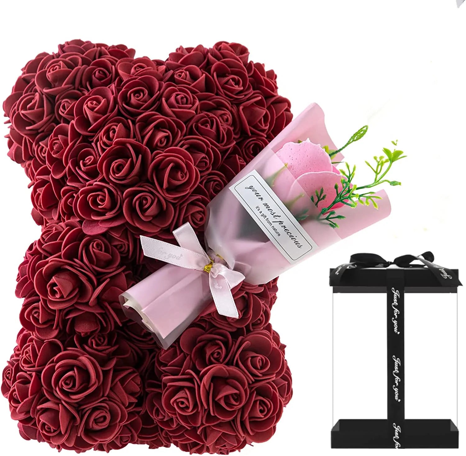 2024 New Artificial Flower Eternal Rose Teddy Bear for Mom Mother's Day Birthday Valentine's Day Anniversary Gifts & Decorations