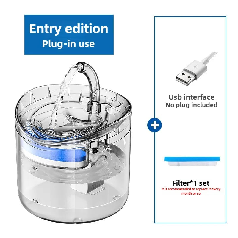 Auto Smart Cat Water Fountain Quiet Tilted Design Energy Efficient Pet Drinker for Fresh Water Circulation CB DROPSHIPPING