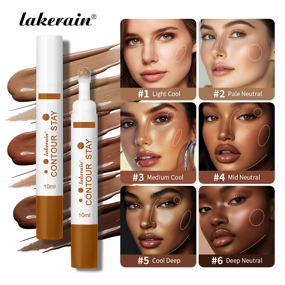 6-colors Moisturizing Liquid Contour Stay Cream Bronzer Waterproof Lightweight 3D Concealer Nourishing Face Contour Makeup CB DROPSHIPPING