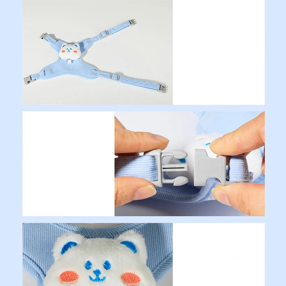 Cat Harness Leash Sets Adjustable Dog Harness for Small Dog Leash Breashable Cartoon Pet Harness Out Walking Dog Cat Accessories
