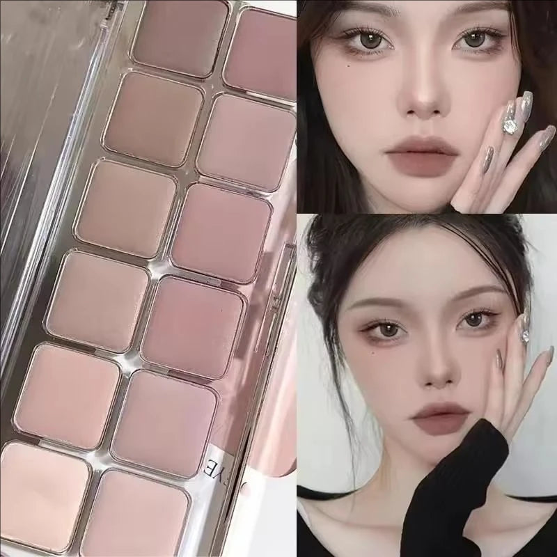 Eye Contour Makeup 12color Eyeshadow Palette Soft Matte Grey Pink Eyeshadow High Pigment Wine Red Brown Eye Shadow for Daily Use CB DROPSHIPPING