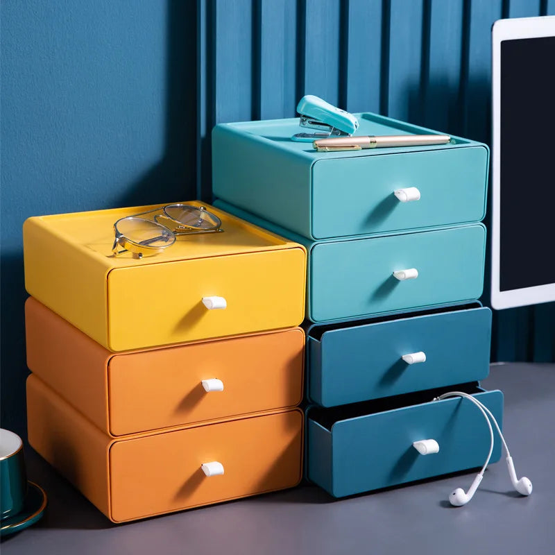 Plastic Storage Box Drawer Style Desktop Storage Box Storage Box Office Desk Shelf  Drawers Storage Box Makeup Organizer Storage