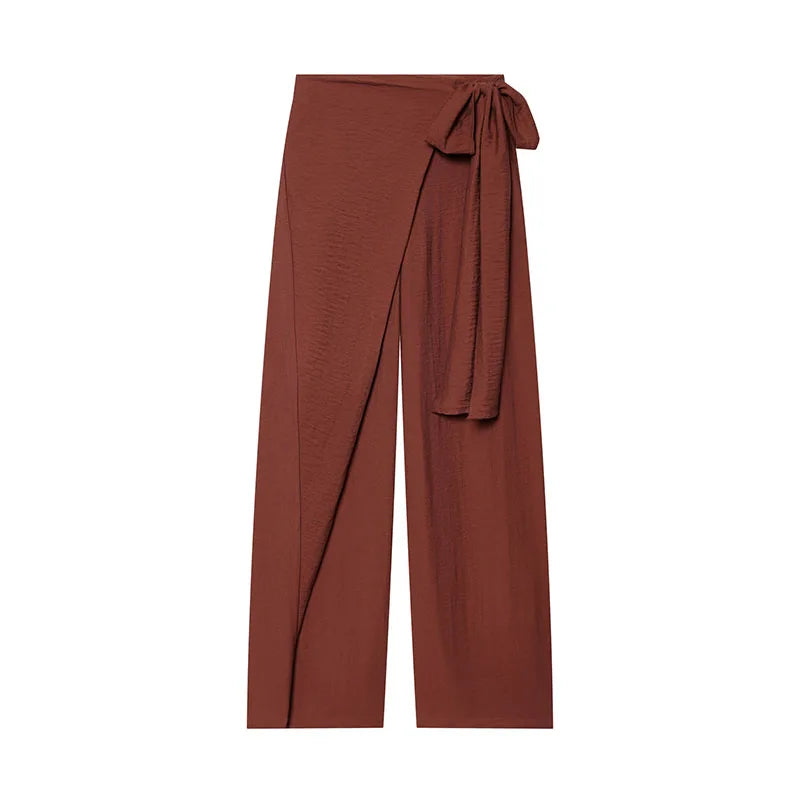 Sequin Embroidered Halter V-Neck Wrap Top & Wide Leg Pants Set 2026 Summer Chic Elegant Women Vocation Casual Two Piece Outfit
