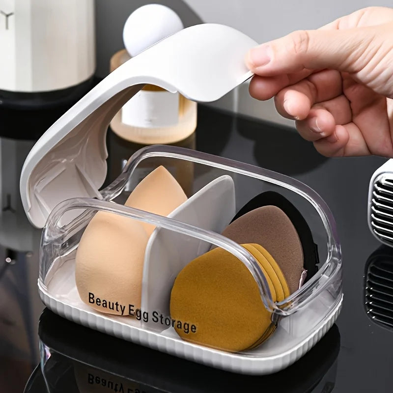 1pc Transparent Makeup Sponge Holder Dustproof Plastic Beauty Organizer Travel Home Cosmetic Storage Makeup Organizers with Lid CB DROPSHIPPING
