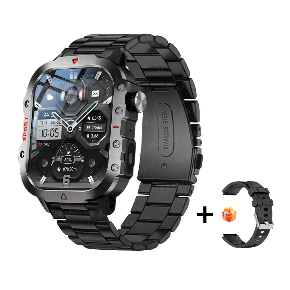 LAXASFIT 2026 New LED Men's Smart Watch Bluetooth Voice Control Multi-Sport Modes Health Monitoring Outdoor Sports Smartwatch