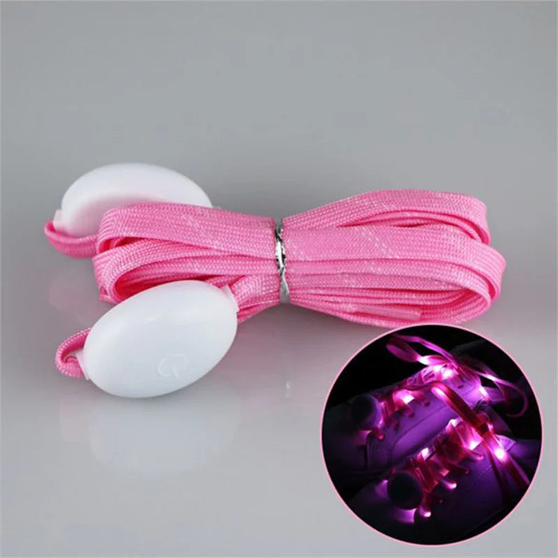 2Pcs LED Sport Luminous Shoelaces Glow Shoe Strings Round Flash Light Shoelaces Batteries No Tie Lazy Shoe Laces Party Decor