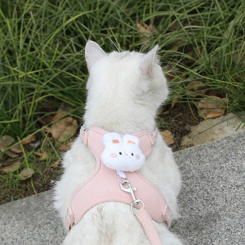 Cat Harness Leash Sets Adjustable Dog Harness for Small Dog Leash Breashable Cartoon Pet Harness Out Walking Dog Cat Accessories