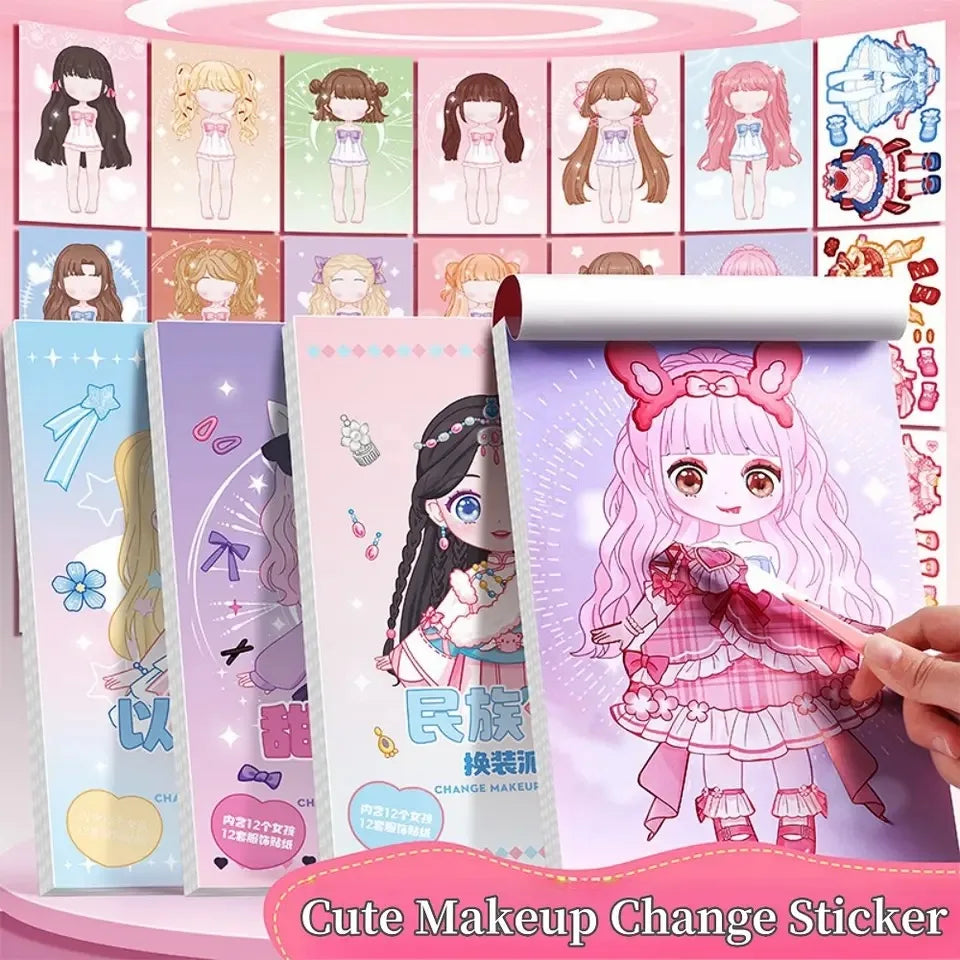 DIY Dress Up Sticker Girl Paper Doll Quiet Book Sweet Cool Girl Star Doll Change Clothes Scrapbook Craft Children's Makeup Book CB DROPSHIPPING