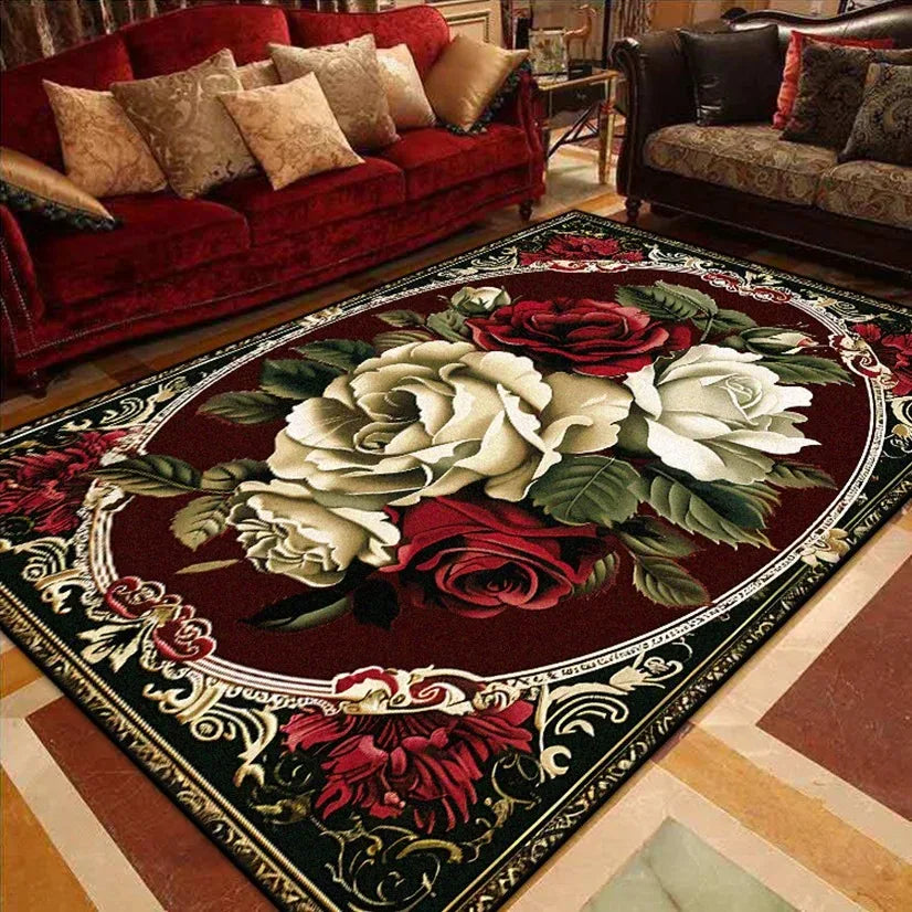 European Luxury Living Room Decoration Carpets Gorgeous Bedroom Sofa Side Large Area Rugs Cloakroom Non-slip Floor Mats Washable