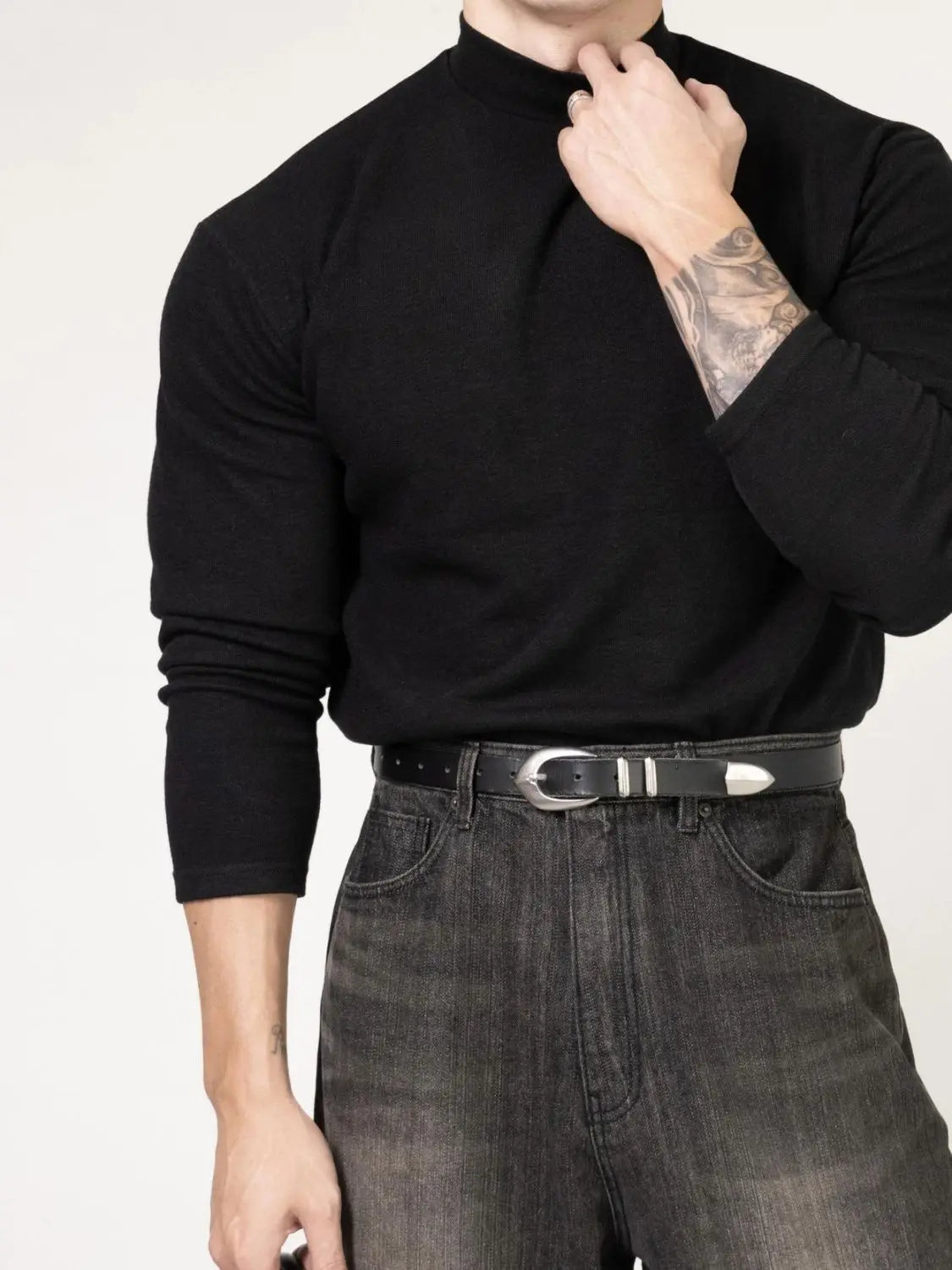 Fitness T-shirt Men's Clothes Spring Autumn Training Suit Threaded Turtleneck Slim Fit Sports Quick Dry Breathable Long Sleeves CB DROPSHIPPING