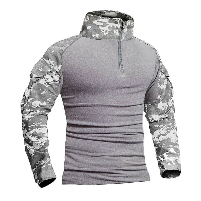 Outdoor Tactical Hiking T-Shirts Men Combat Military Army CP Camouflage Long Sleeve Hunting Climbing Shirt Cotton Sport Clothes