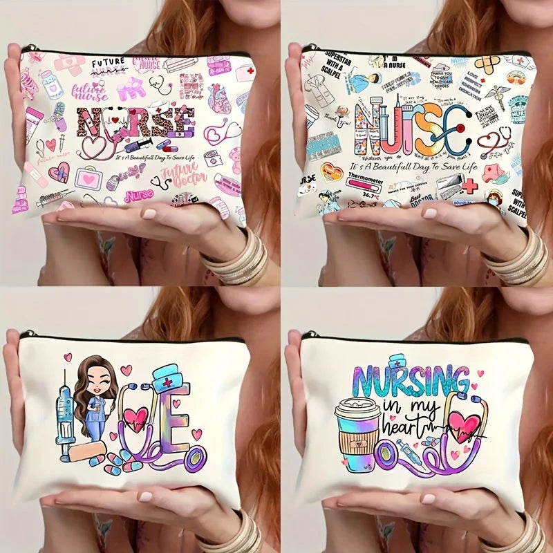 1pc Makeup Bag with A Cartoon Nurse Design Cosmetic Pouch Lightweight for International Nurses Day Storage Beauty Case