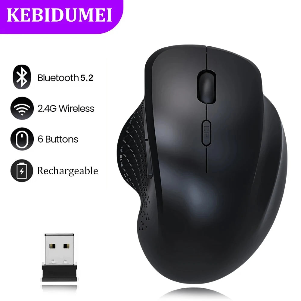 6 Button Ergonomic Mouse 2.4G Wireless Mouse Bluetooth Mouse 400mAh Rechargeable Gaming Mice 1600DPI Optical Mouse For PC Laptop CB DROPSHIPPING