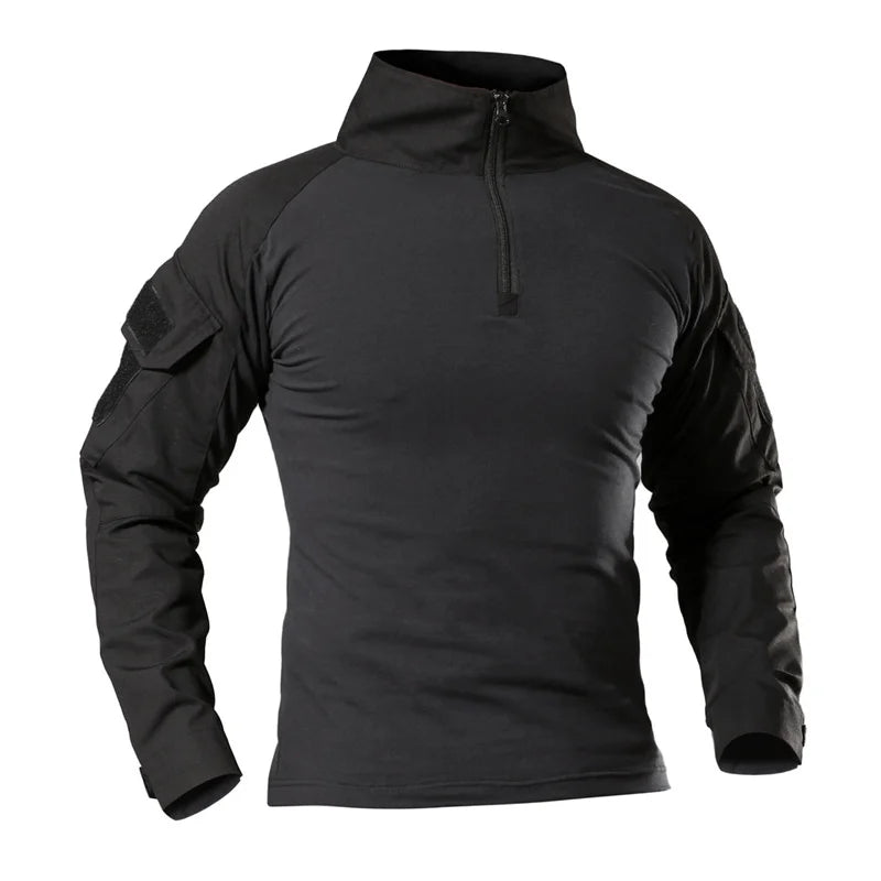 Outdoor Tactical Hiking T-Shirts Men Combat Military Army CP Camouflage Long Sleeve Hunting Climbing Shirt Cotton Sport Clothes