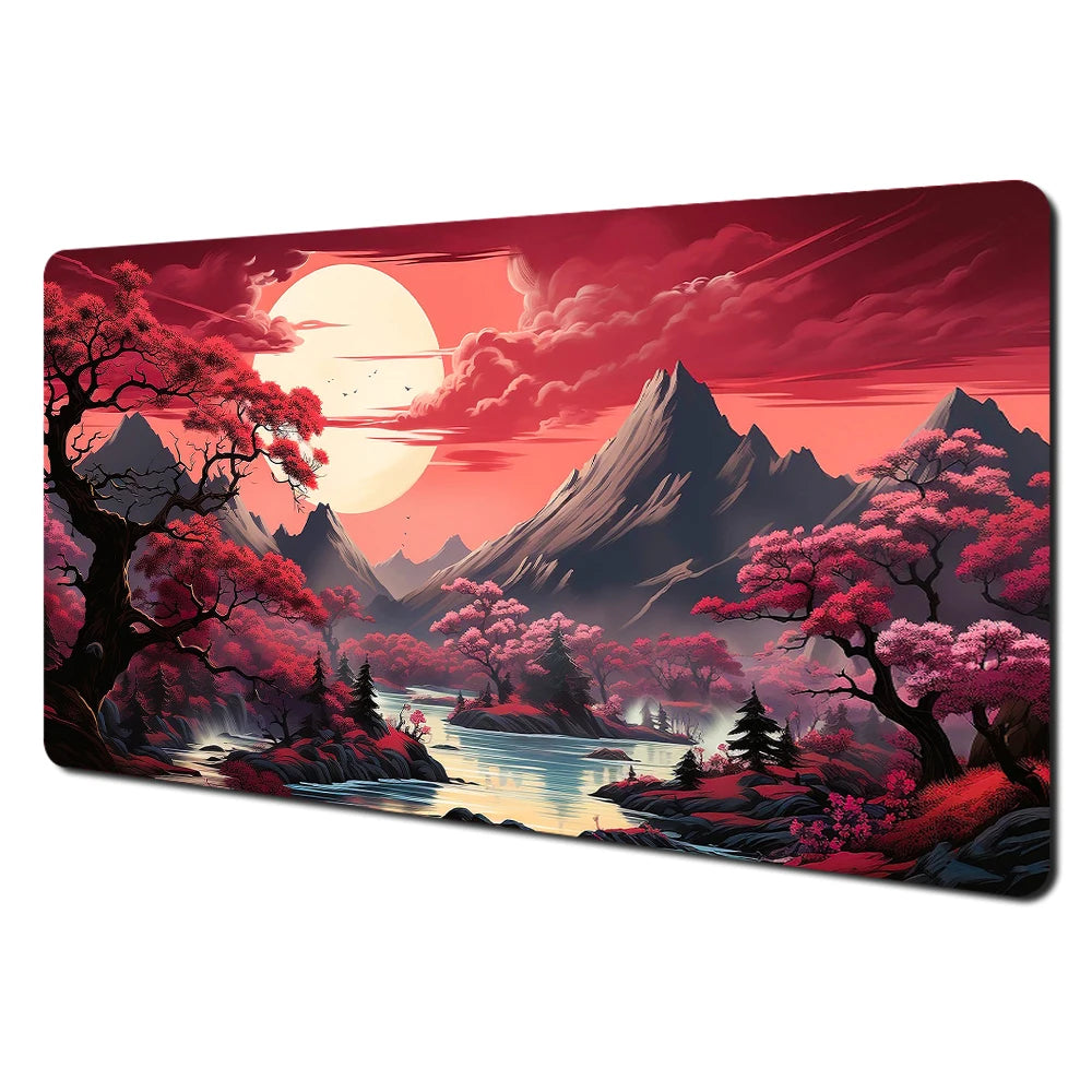 Red and Black Art Landscapes Large Mouse Pad Anti-Slip Durable Desk Mat Offices Accessories Keyboard Mouse Mat Tapis De Bureau CB DROPSHIPPING