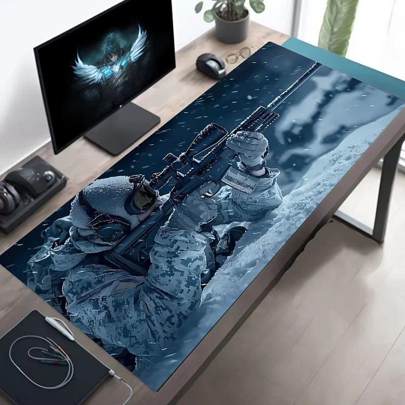 Large Mouse Pad Tactical Soldier Design Non-Slip XXL Desk Pad Gaming Accessories Stitched Edges for Home and Game for FPS Gamer CB DROPSHIPPING