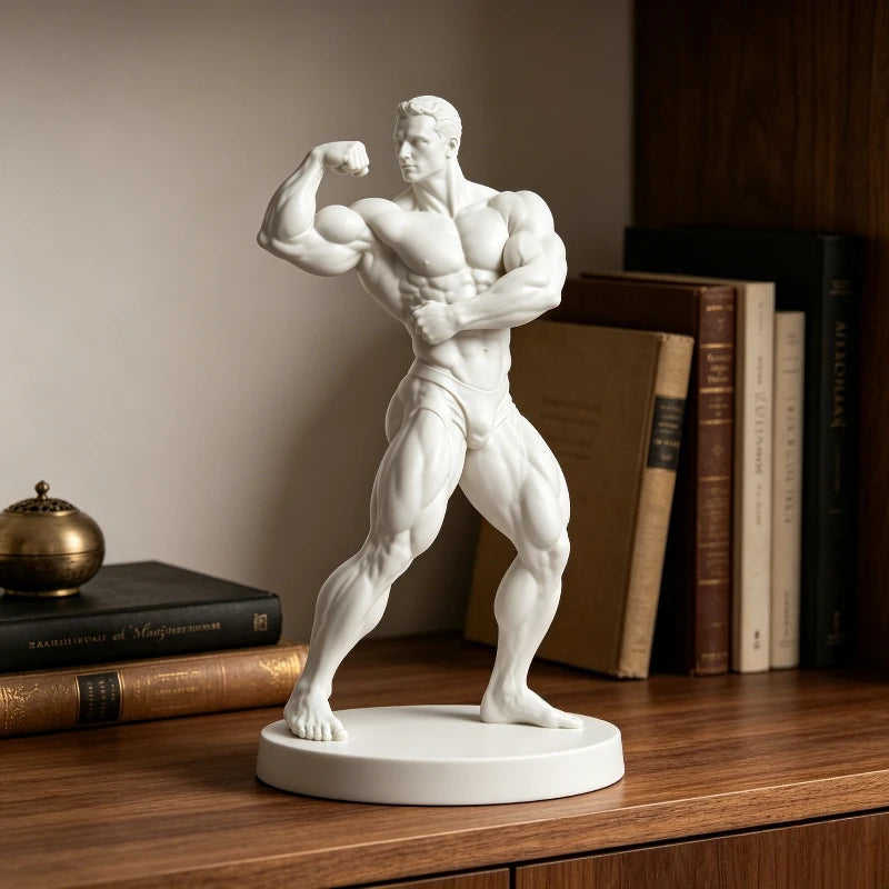 Fitness Athlete Statue,3D Printed Relief, Classic Sculpture with Perfect Physique,Art Desktop Decor for Home, Cafe,Bar Bookstore