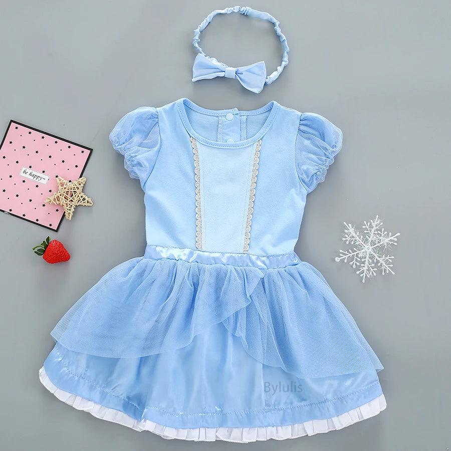Baby Girls Costumes Kid Romper Tutu Dress with Headband Infant Baby Girl Princess Alice Clothes Aurora Belle Dress Party Costume CB DROPSHIPPING