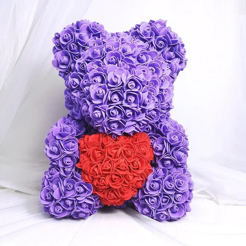 Artificial Rose Bear Flower Valentine's Day Gift Birthday Anniversary Gift with DIY Gift Box Packaging Wedding Decoration