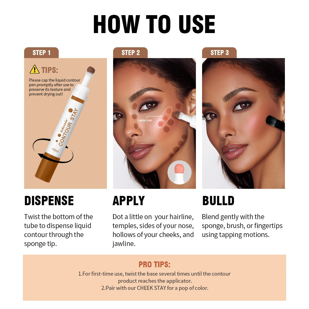 6-colors Moisturizing Liquid Contour Stay Cream Bronzer Waterproof Lightweight 3D Concealer Nourishing Face Contour Makeup CB DROPSHIPPING