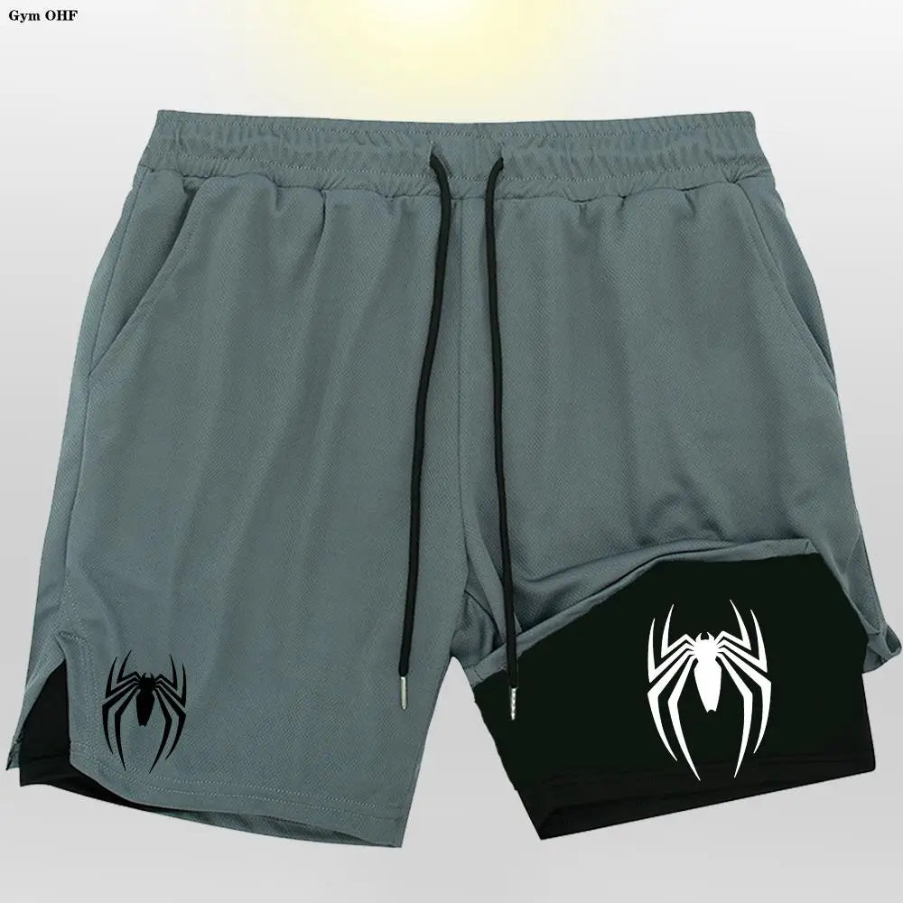 Sport Shorts Men 2099 Spider Sportswear Double-Deck Running Shorts 2 In 1 Beach Bottoms Summer Gym Fitness Training Short Pants CB DROPSHIPPING