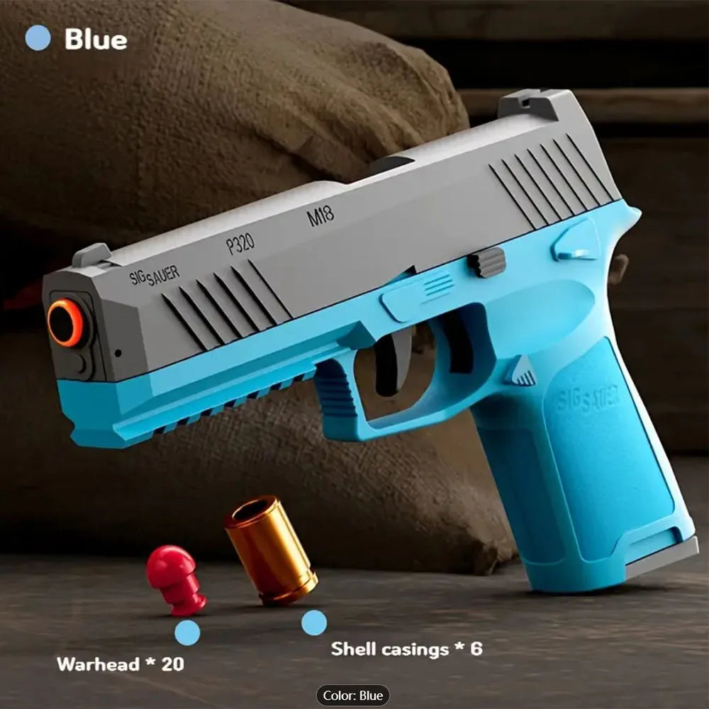 P320 Shell Throwing Continuous Firing Blowback Soft Bullet Toy Gun Outdoor Sport Shooting Game Christmas Gift for Children