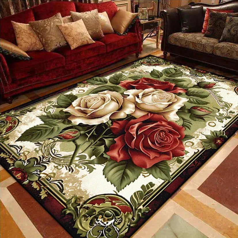 European Luxury Living Room Decoration Carpets Gorgeous Bedroom Sofa Side Large Area Rugs Cloakroom Non-slip Floor Mats Washable