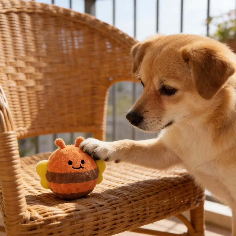 Dog Chew Toy Funny Interactive Bouncy Ball Cute Cartoon Pet Teeth Grinding Ball For Small Medium Dogs Voice Toys Washable