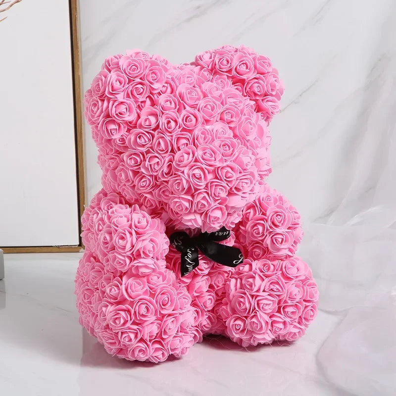 Artificial Rose Bear Flower Valentine's Day Gift Birthday Anniversary Gift with DIY Gift Box Packaging Wedding Decoration