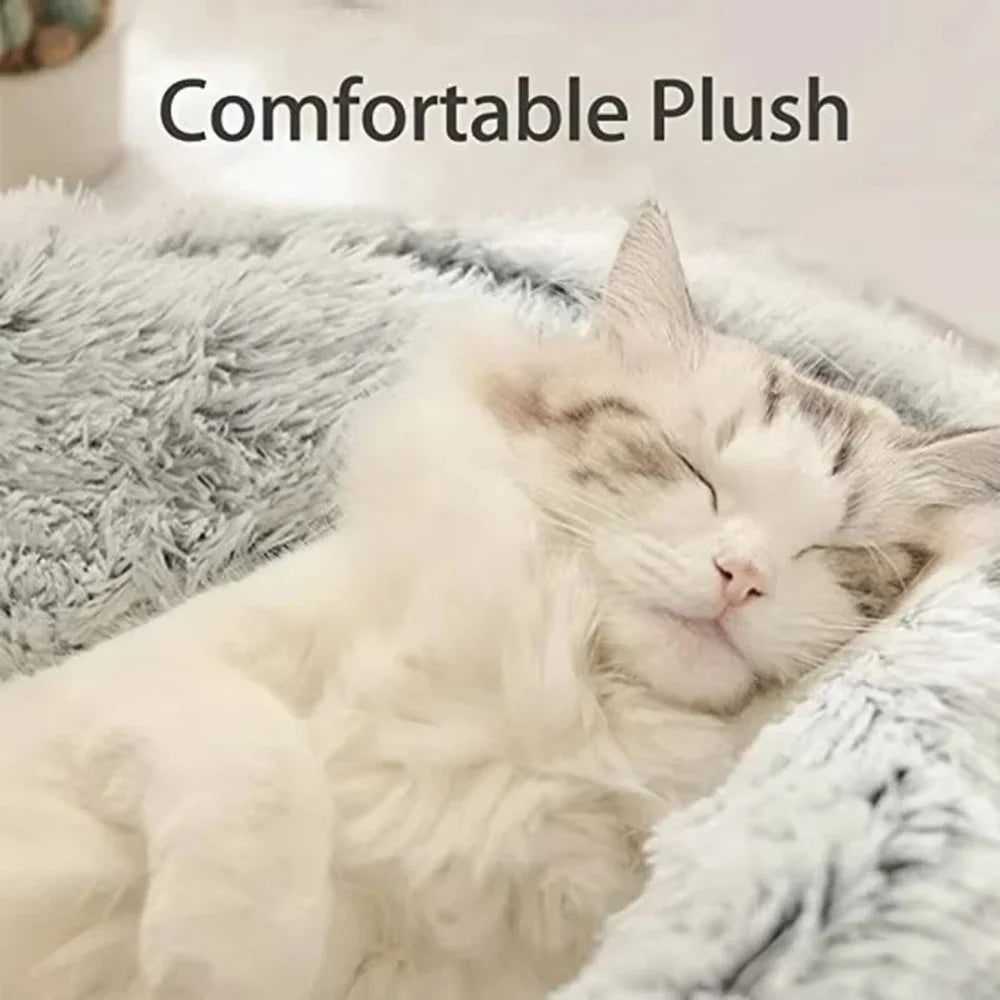 Winter Plush Pet Cat Bed Round Cat Cushion Cat House 2 In 1 Warm Cats Basket Pet Sleep Bag Kitten Nest Kennel for Small Dog Cats CB DROPSHIPPING