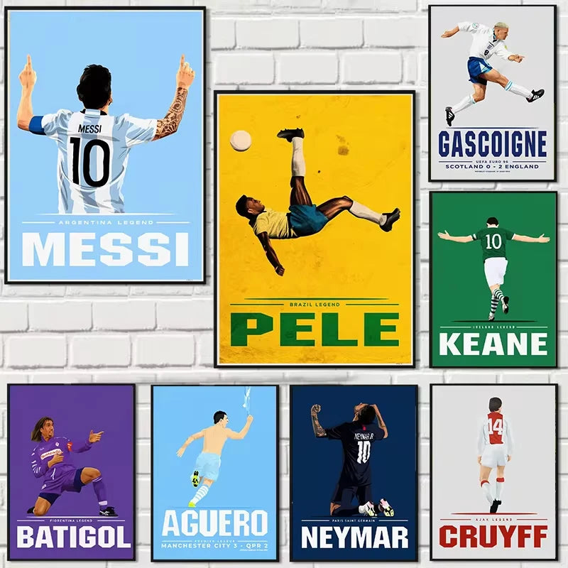 Sport Soccer Football Player Star Wall Art Poster World Famous Idol Home Decor Canvas Painting Mural Collection Print Pictures CB DROPSHIPPING