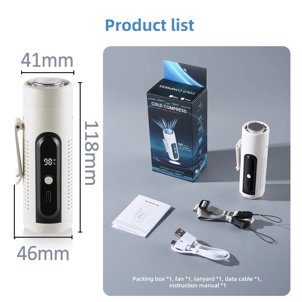Mini Portable Neck Fan 3000mAh 199 Speeds Adjustable USB Rechargeable Handheld Fan Desktop 3-in-1 Turbo Air Cooling Pocket Fan