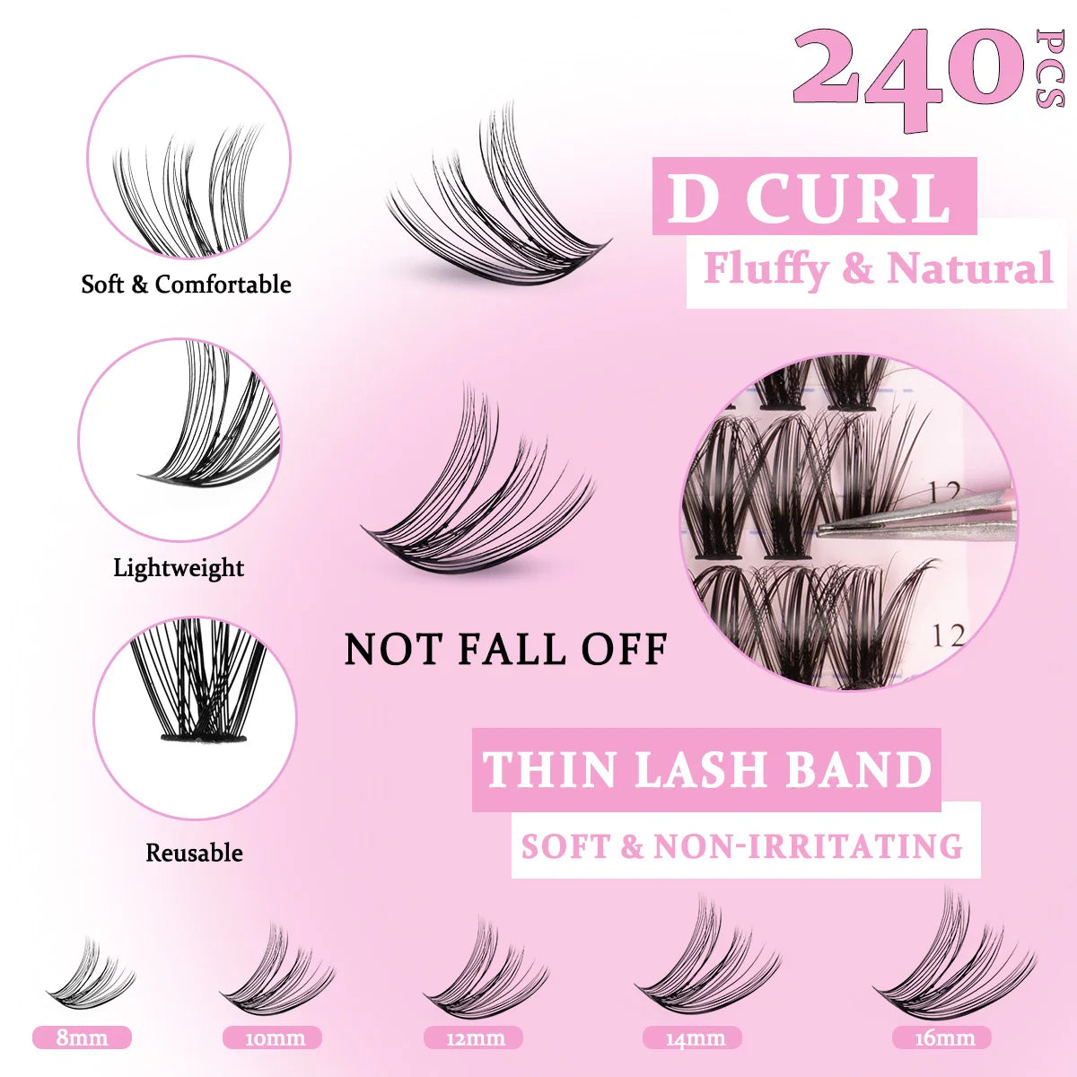 DIY Lash Extension Kit 8-16mm Mix Mink Soft Individual Lashes Cluster Natural Eyelash Extensions With Bond And Seal Makeup CB DROPSHIPPING