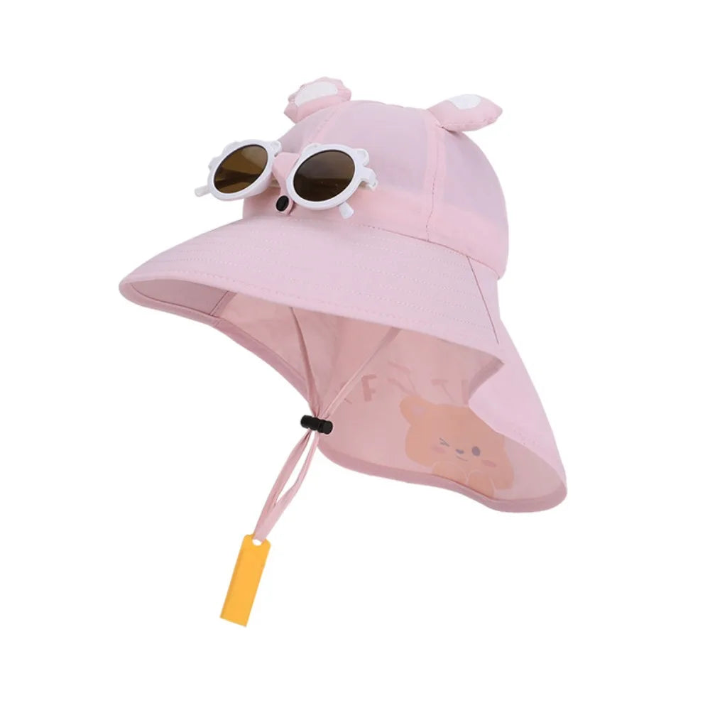 Big Brim Children's Sun Hat Sun Protection Extended Shawl Children Beach Cap Neck Cover Breathable Cartoon Fisherman Hat CB DROPSHIPPING