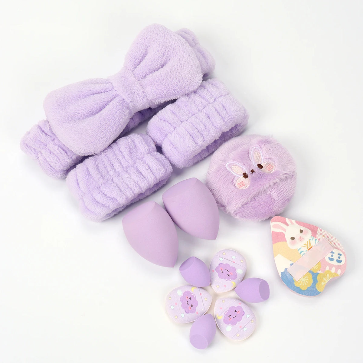 Embroidered Powder Puff Headband 13-Piece Set, Suitable for Applying and Setting Makeup, Suitable for All Skin Types
