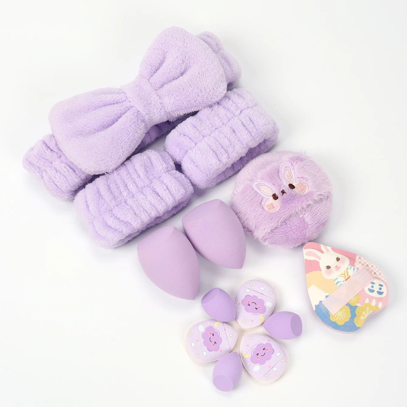 Embroidered Powder Puff Headband 13-Piece Set, Suitable for Applying and Setting Makeup, Suitable for All Skin Types