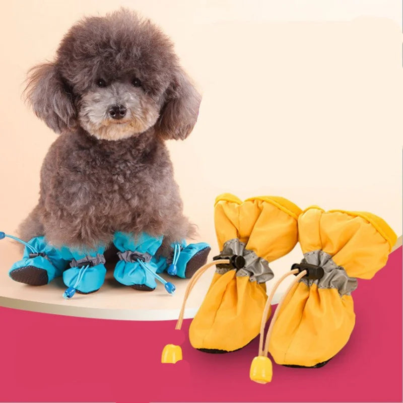 4pcs/set Anti-slip Puppy Shoes Waterproof Winter Boots for Small Medium Dogs Foot Cover Rain Snow Booties Pet Paw Accessories CB DROPSHIPPING