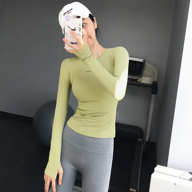 Fitness Tops Women Tight Sports Long Sleeve Yoga Clothing Running Training Clothes Gym Workout Shirt Comfortable Training Cloth CB DROPSHIPPING