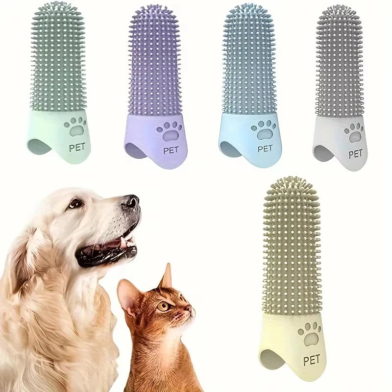 Soft Silicone Dog Toothbrush 360° Finger Toothbrush for Dogs Cats Durable Pet Finger Brush Tooth Cleaning Tool for All Breeds CB DROPSHIPPING