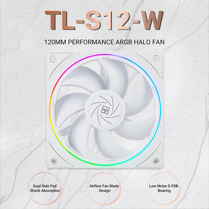 Thermalright TL-S12-W 5V 3PIN ARGB Aperture PC Case Fan Temperature Control Water-Cooling Radiator Replace Fan CB DROPSHIPPING