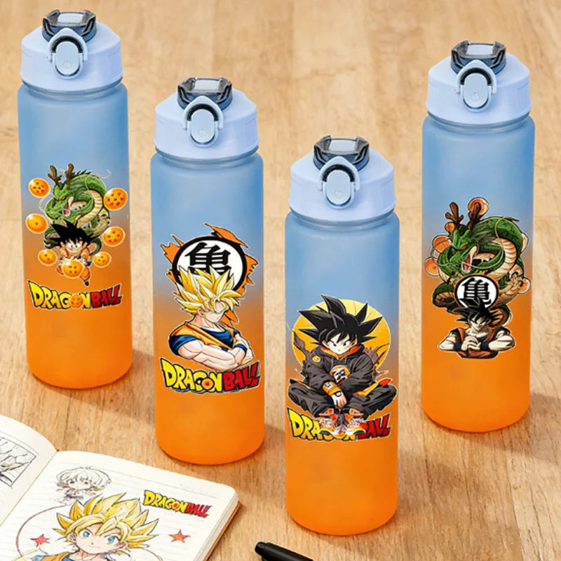 750ML Dragons Ball Water Cup Goku Anime Cartoon Drink Bottles Men Leak Proof Portable Plastic Large Sport Gym Straw Kettle Gift