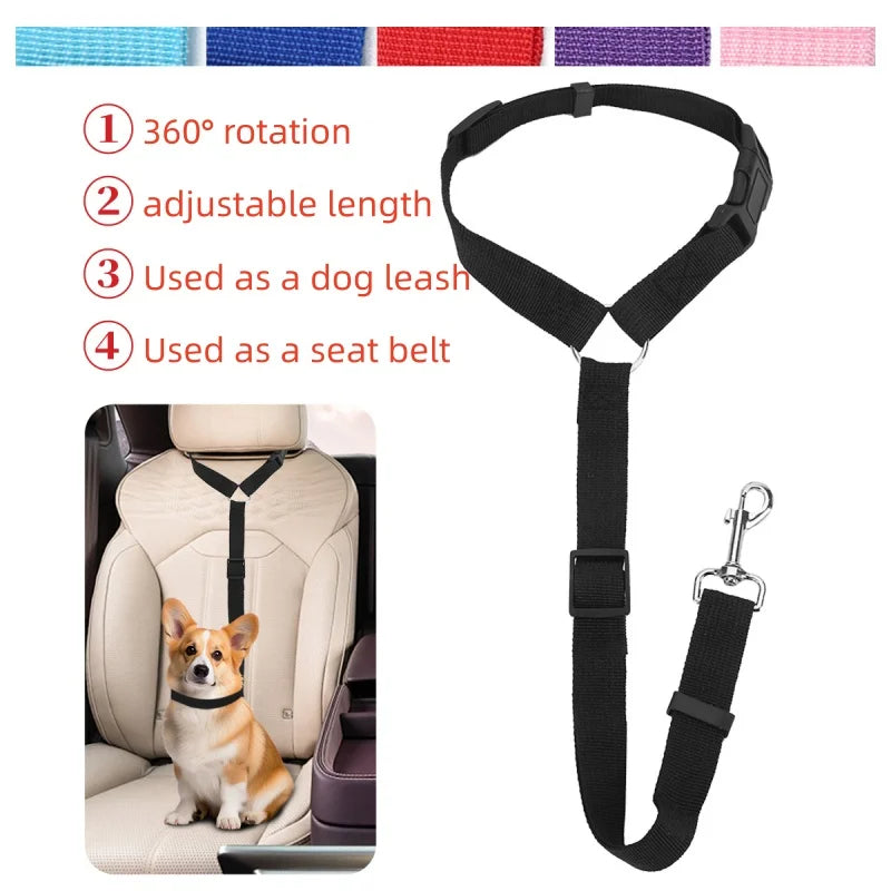 1PC Adjustable Pet Dog And Cat Seat Belt Safety Rope Car Headrest Restraint for Small Dogs Car Seat Belt Accessories CB DROPSHIPPING