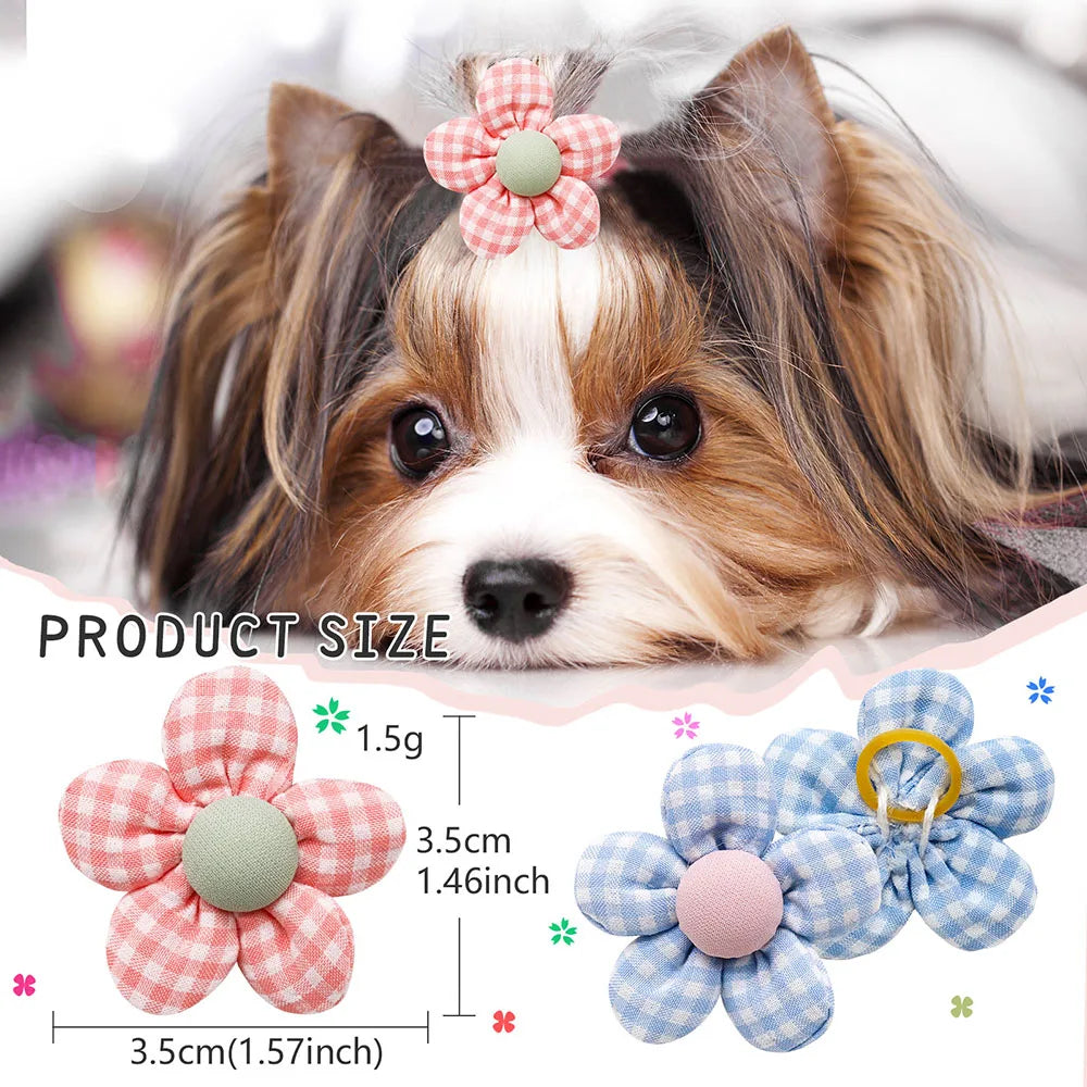 10PCS Flower Shape Pet Hair Accessories For Dogs Cats Hair Decoration Flowers Rubber Bands Bulk Puppy Grooming Accessories CB DROPSHIPPING