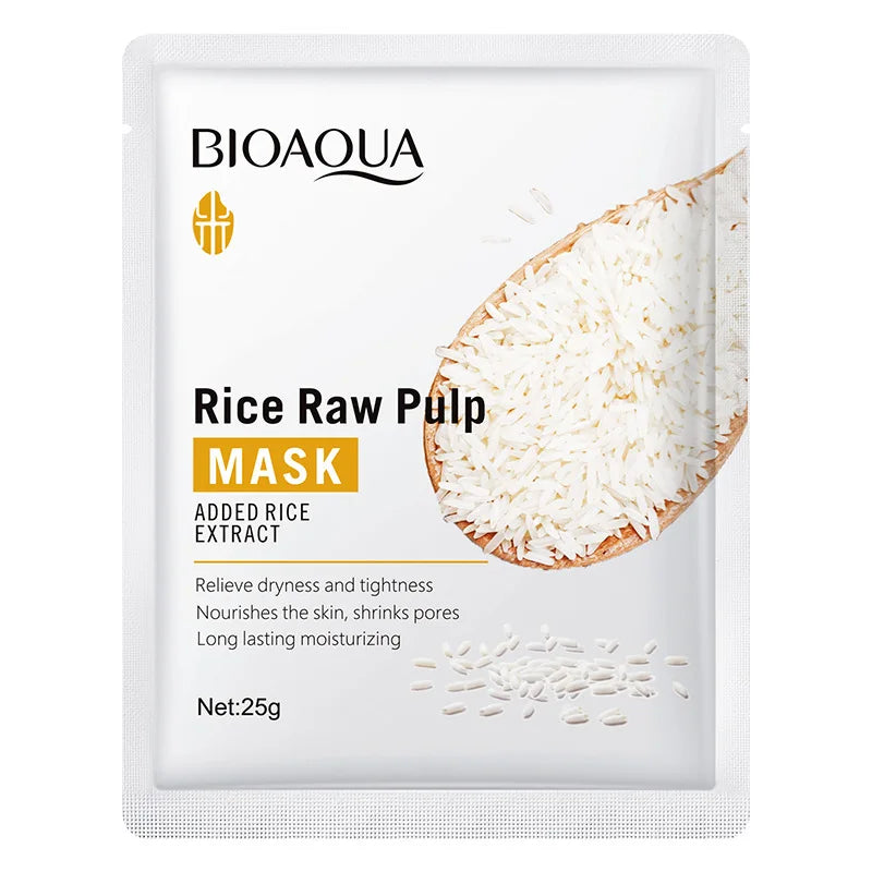BIOAQUA Rice Raw Pulp Facial Masks Skincare Moisturizing Firming Hydrating Face Mask Sheets Mask Korean Skin Care