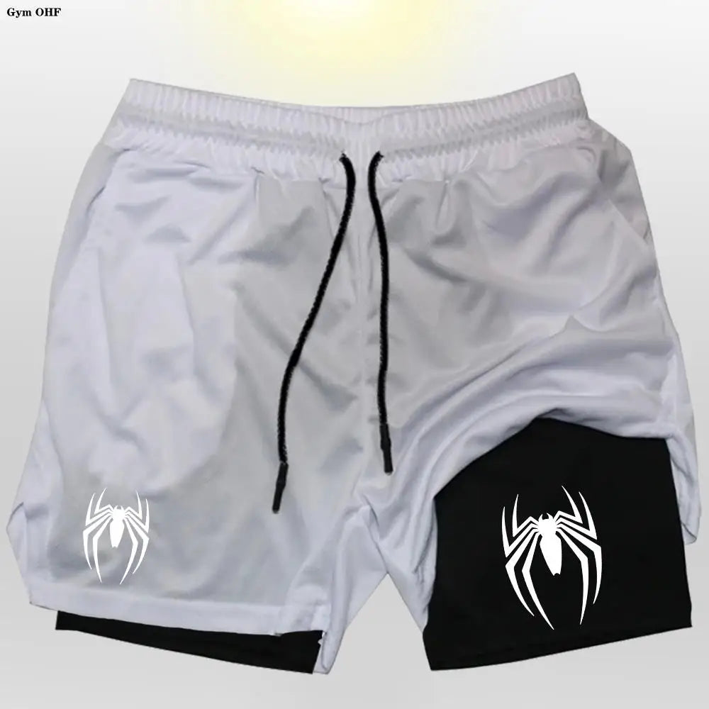 Sport Shorts Men 2099 Spider Sportswear Double-Deck Running Shorts 2 In 1 Beach Bottoms Summer Gym Fitness Training Short Pants CB DROPSHIPPING