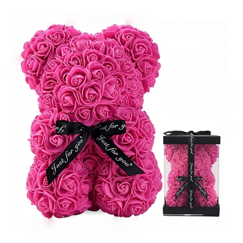 Fashion Artificial Rose Bear Gifts PE Eternal Rose Bear for Mom Mother's Day Birthday Valentine's Day Wedding Party Decoration