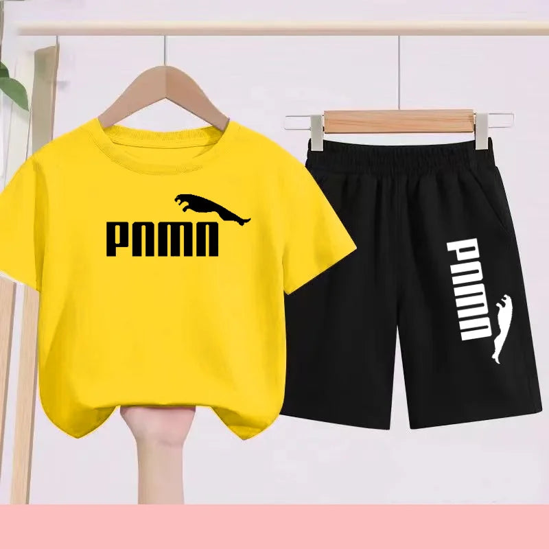 Summer 2 Piece Set 3-12 Age Children T-Shirt Letters Casual Short Sleeve+Shorts Boy Girl Comfortable Breathable Sportswear CB DROPSHIPPING